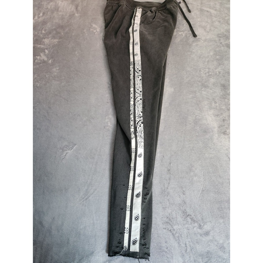 New Alchemist Bandana Trim Sweatpants Gray M Medium Mens Side Zip Track Pants